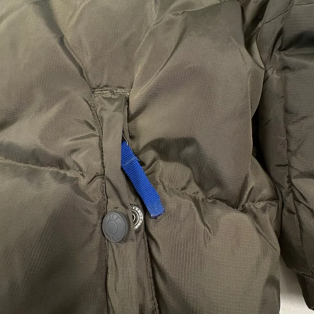 Gap Kids Down Puffer Jacket Boys M(8) Olive Green Ski Coat Utility Vintage Y2K